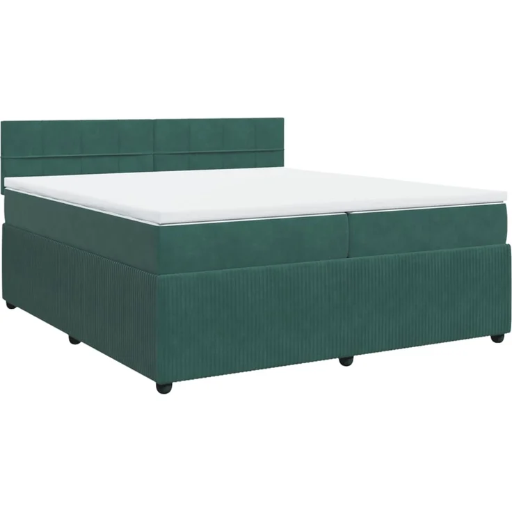 vidaXL Boxspringbett mit Matratze Dunkelgrün 200x200 cm Samt 3287833 – Bild 2