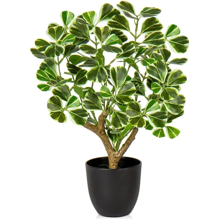 Kunstpflanze Ficus 43CM Schwarzem Topf Deko Fensterbank Bad Wohnzimmer – Bild 1