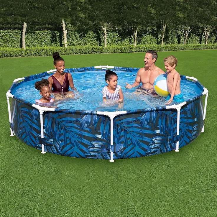 Steel Pro™ Frame Pool ohne Pumpe Ø 305 x 66 cm, tropisches Blatt-Design, rund – Bild 2