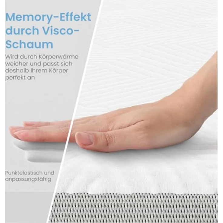 maxVitalis Viskoelastischer Matratzen-Topper, Orthopädische MemoryFoam Matratzenauflage, Viscoauflage für Matratzen & Boxspringbett, inkl. Aloe Vera Bezug (100x200 cm, Viskoschaum 4 cm) – Bild 7