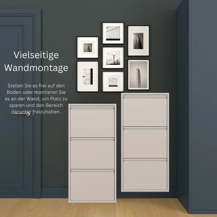 Schuhkipper, Metall 50 x 15 x 103,5 cm, grau RAL 7035 – Bild 3