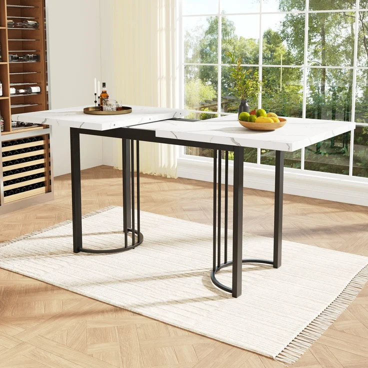Ausziehbarer Esstisch 140–179,5 cm mit MDF-Tischplatte, stabiler Metallrahmen, erweiterbarer Tisch für 6–8 Personen, Multifunktionstisch – Bild 1