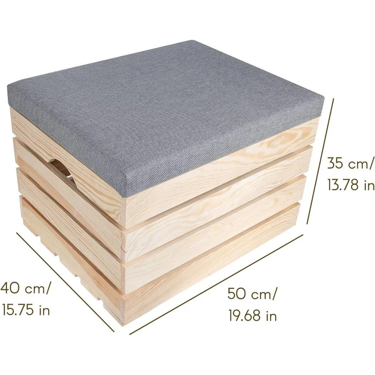 Creative Deco Sitzhocker Sitzbank gepolstert mit Stauraum 50x40x35 cm, mit Stauraum – Bild 2