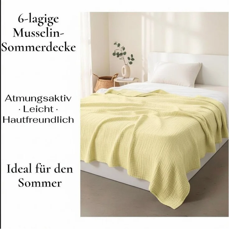 Wohndecke Musselin Decke, JASLIFE, Sommerdecke,100% Baumwolle – Bild 4