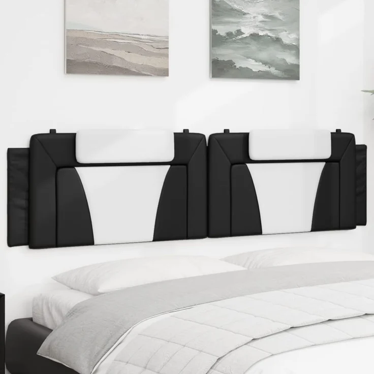 vidaXL Kopfteil-Kissen Schwarz und Weiß 200 cm Kunstleder 374819 – Bild 1