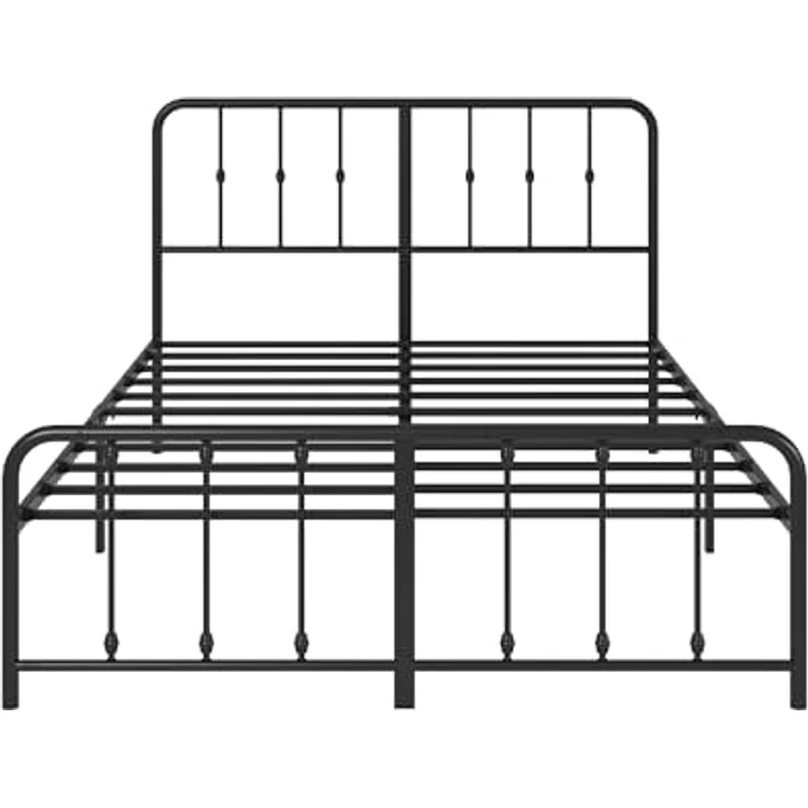 Zinus Florence Bett 140x200 cm – 35 cm hoch – Metallbettgestell mit Kopf- und Fußteil – Bett mit Lattenrost – Bettgestell im Vintage-Design – Stauraum unter dem Bett – Schwarz – Bild 12