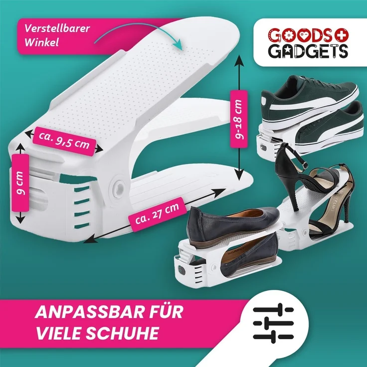 Goods+Gadgets Schuhstapler Schuhorganizer 50% mehr Platz, im Schuhregal Schuhordner - 3 Paar – Bild 7