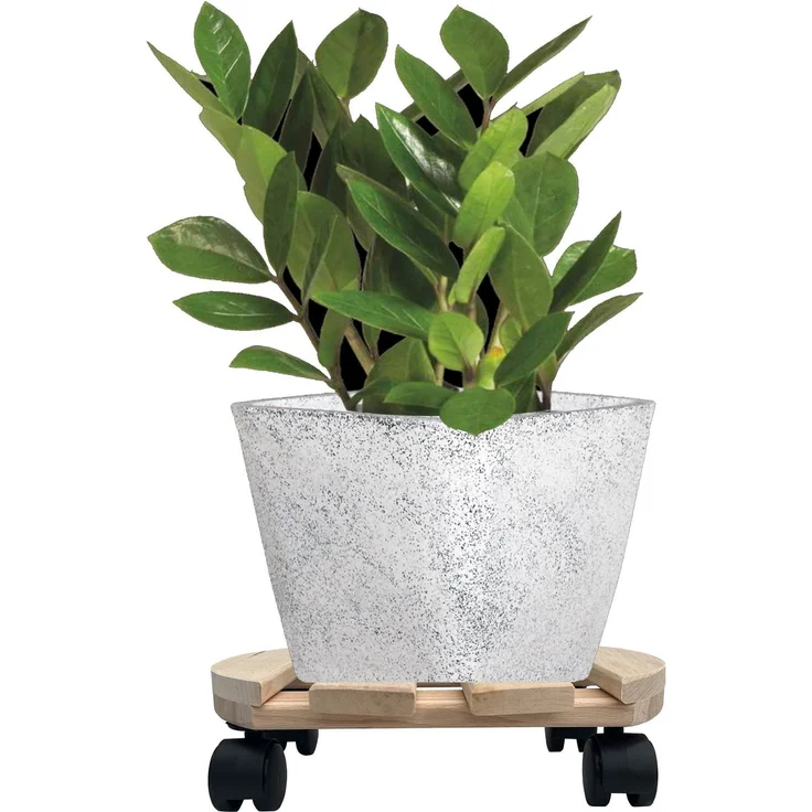 4x Rolluntersetzer rund Pflanzenroller 30x30 cm - max. 120 kg Traglast - aus Buchenholz - Stabil & robust - Für Pflanztöpfe, Möbel & schwere Gegenstände – Bild 3