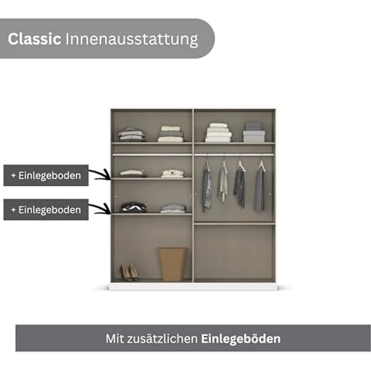 rauch Drehtürenschrank Kleiderschrank Schrank Garderobe COSTA in den Breiten 91/136/181 cm (in 3 Ausstattungen BASIC/CLASSIC/PREMIUM) viel Platz, grifflose Front und Push-to-Open Funktion MADE IN GERMANY – Bild 6