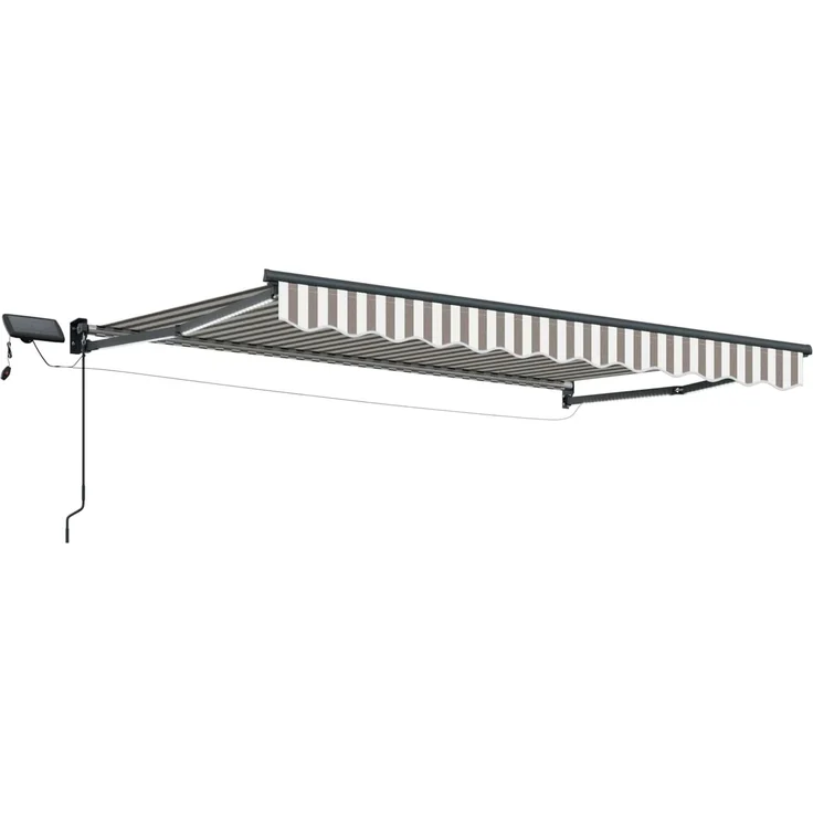 vidaXL Manuelle Gelenkarmmarkise mit LEDs, Hellgrau und Weiß, 3 x 4 m – Bild 2