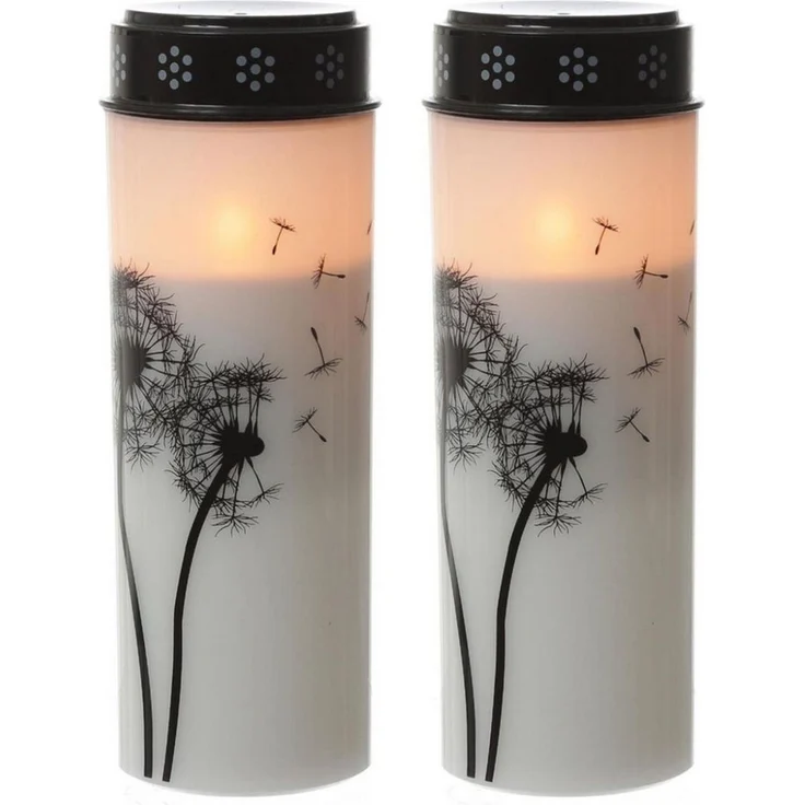 MARELIDA LED-Kerze LED Grablichter Grabkerzen Pusteblume 2500 Std. Friedhofskerze 2er Set, LED Classic, amber – Bild 1