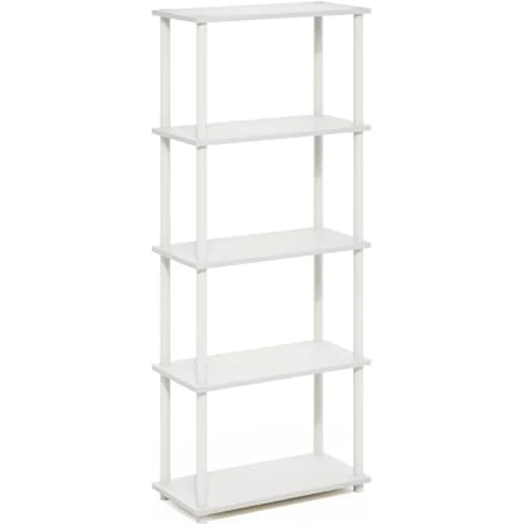 Furinno Turn-N-Tube 5-stufiges Mehrzweck-Regal-Präsentationsregal, Weiß/Weiß – Bild 6