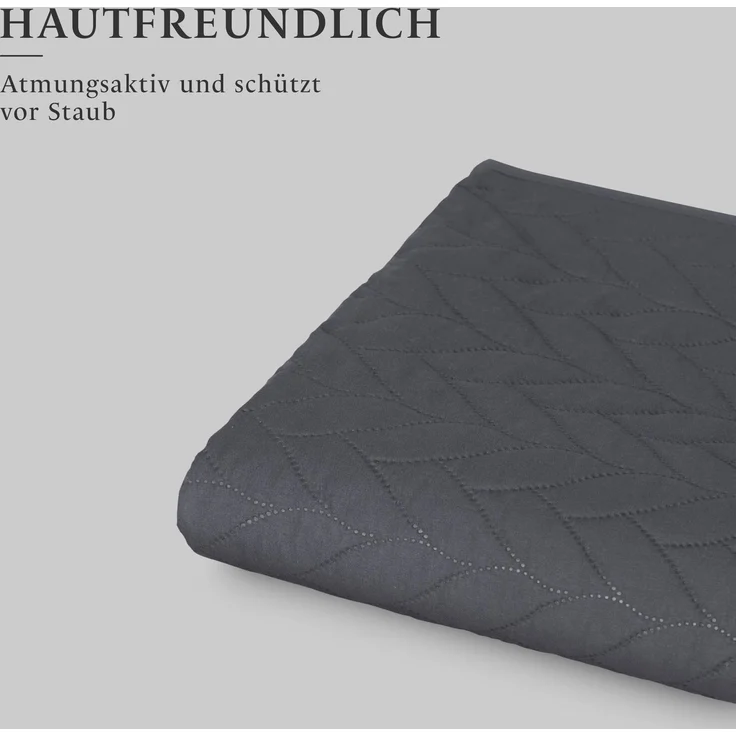 Tagesdecke ( Anthrazit ) 220x240 cm mit wattierter Zwischenlage, Bettüberwurf - Überwurfdecke, Sommerdecke gesteppt - Steppdecke, Wendedecke – Bild 5