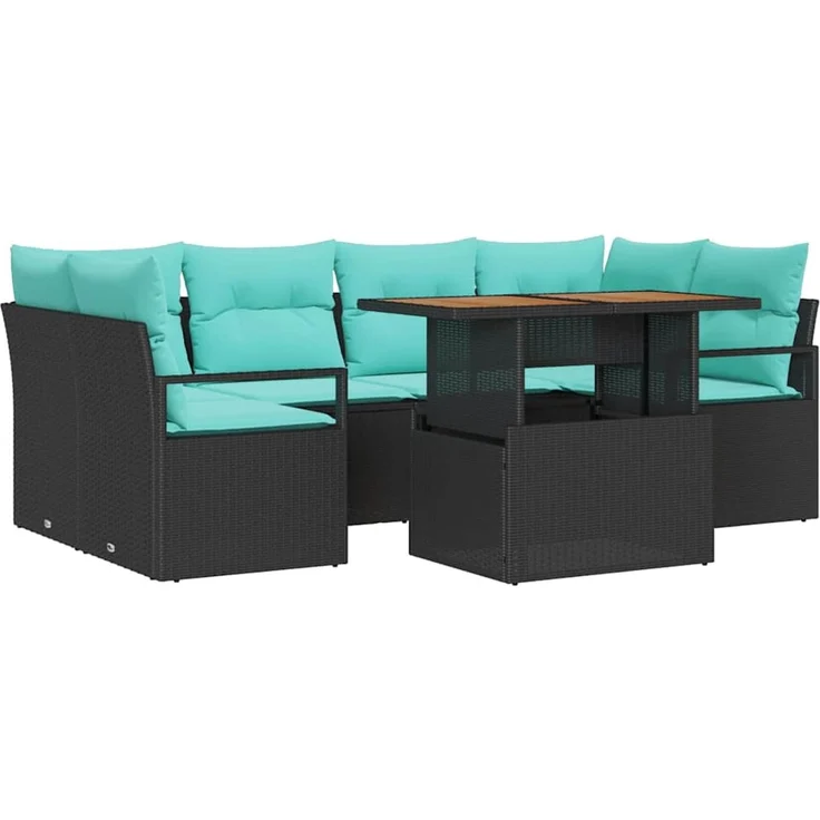 vidaXL Garten-Sofa-Set 7 stk. 6-Sitzer Schwarz 3349668 – Bild 2