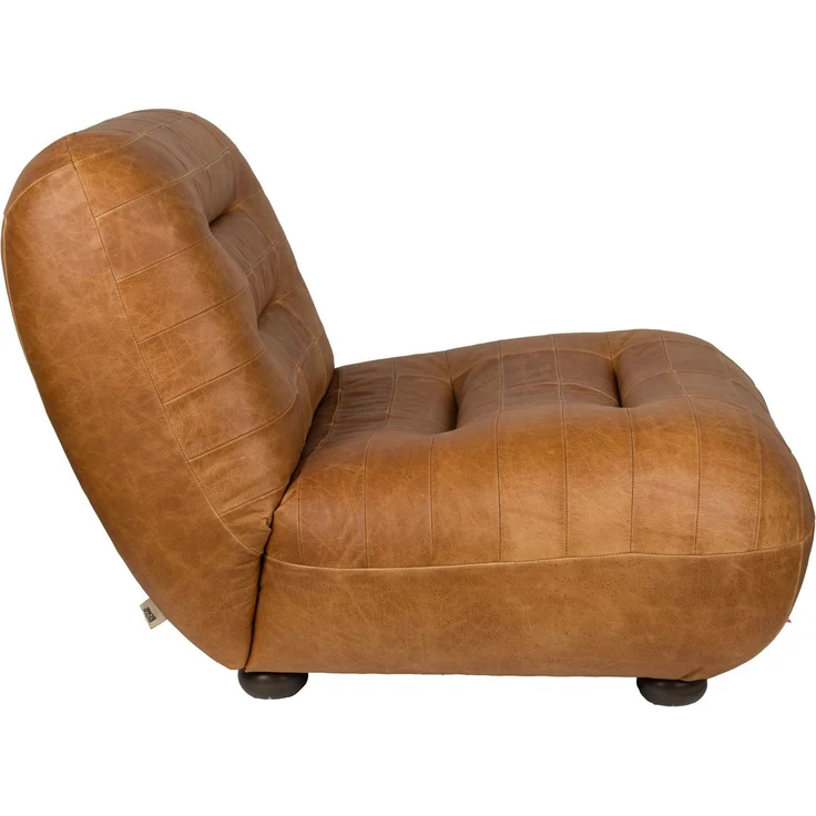 DutchBone Loungesessel Wyatt Cognac aus Leder mit Gummibaumholz-Beinen 87x101x70,5 cm – Bild 5