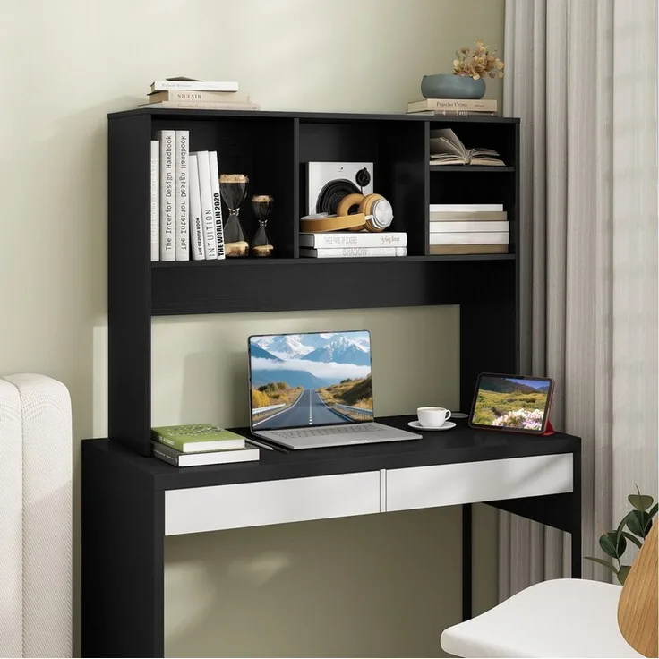 COSTWAY Bücherregal, Aufsatzregal mit 4 Fächern, bis 65 kg, 94x25x73cm