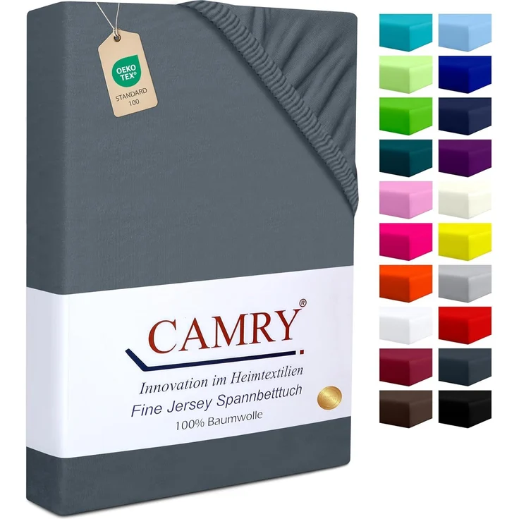 Camry Spannbettlaken CLASSIC, Jersey Baumwolle, Gummizug: rundum, viele Farben, alle Matratzenhöhen, Bettlaken, Spannbetttuch – Bild 1