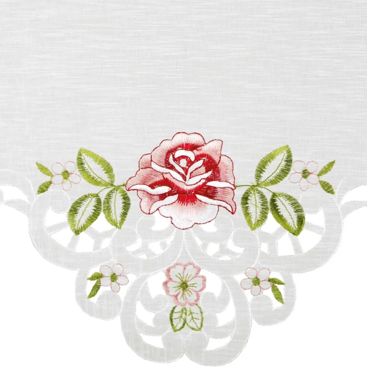 ARSVITA Fenstergardine mit Stickerei, Blumen oder Schmetterlingen bestickte 35x40cm Fensterbild, in vielen verschiedenen Designs verfügbar (Farbe: Weinrot - Grün) – Bild 4