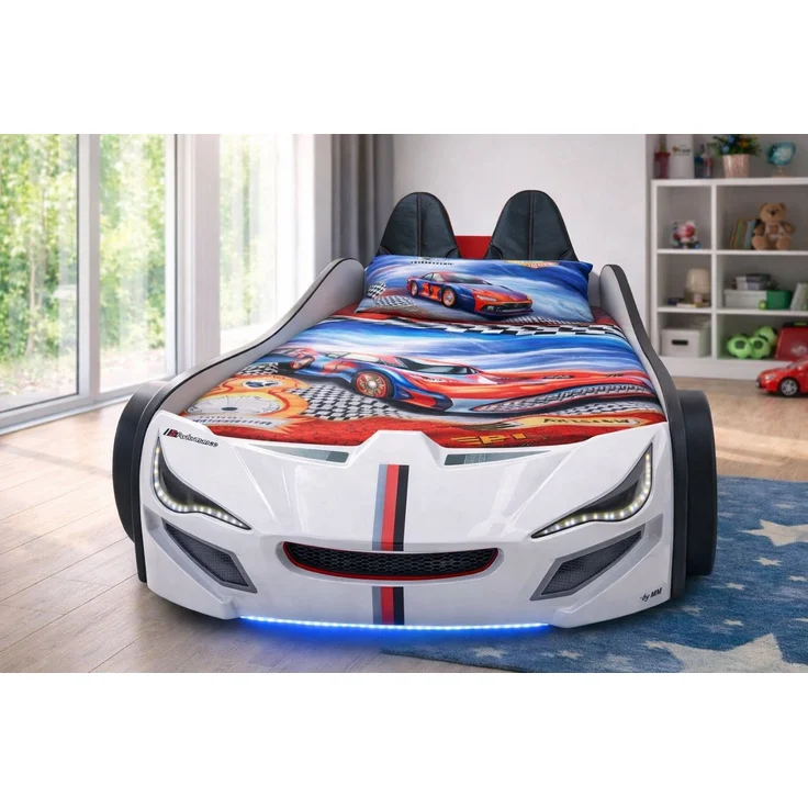 Aileenstore Autobett TURBO GTE (inkl. Zubehör), Kinderbett 90x200, Lattenrost,LED,Unterbodenlicht,Sound,Fernbedienung – Bild 4