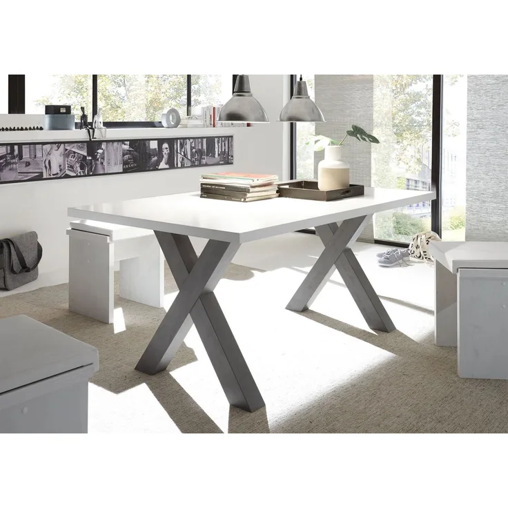 Esszimmertisch Eike 4 200 x 100 x 75 Esstisch Graphit/Weiß Matt Lack 13424-200
