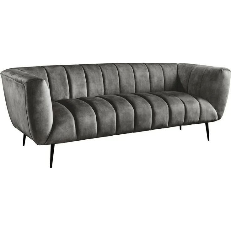 riess-ambiente Sofa NOBLESSE 225cm grau / schwarz, Einzelartikel 1 Teile, Wohnzimmer · Samt · Metall · 3-Sitzer · Federkern · Retro Design – Bild 5