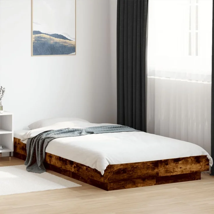 vidaXL Bettgestell Räuchereiche 90x190 cm Holzwerkstoff 3281242 – Bild 1