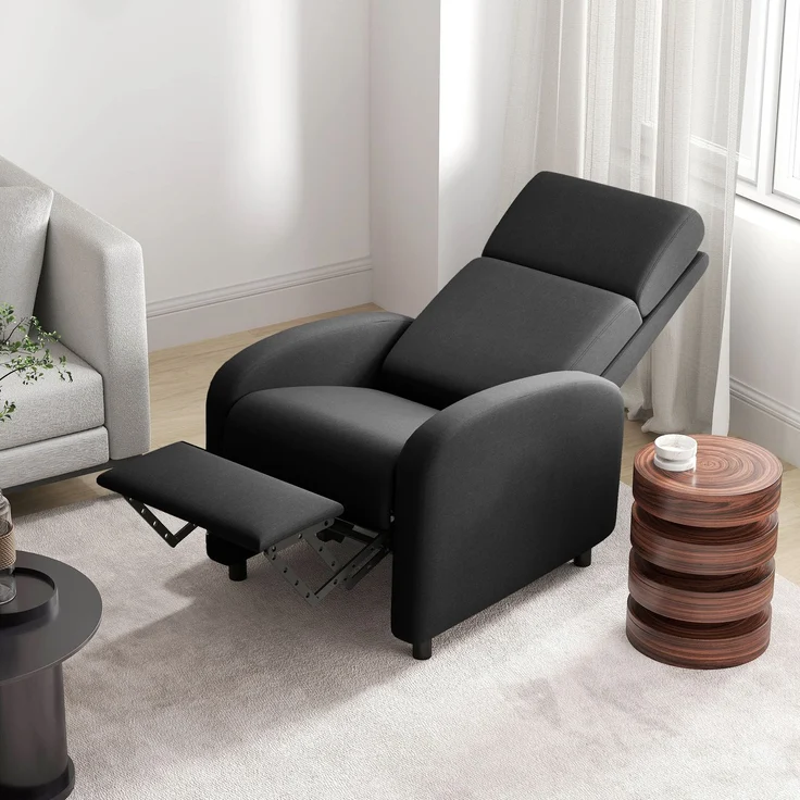 Wohnora-Relaxsessel, Fernsehsessel mit Liegefunktion, gepolstert, mit verstellbarer Rückenlehne, Fußteil, Schwarz,H 1020cm x T 860cm x B 640cm – Bild 3