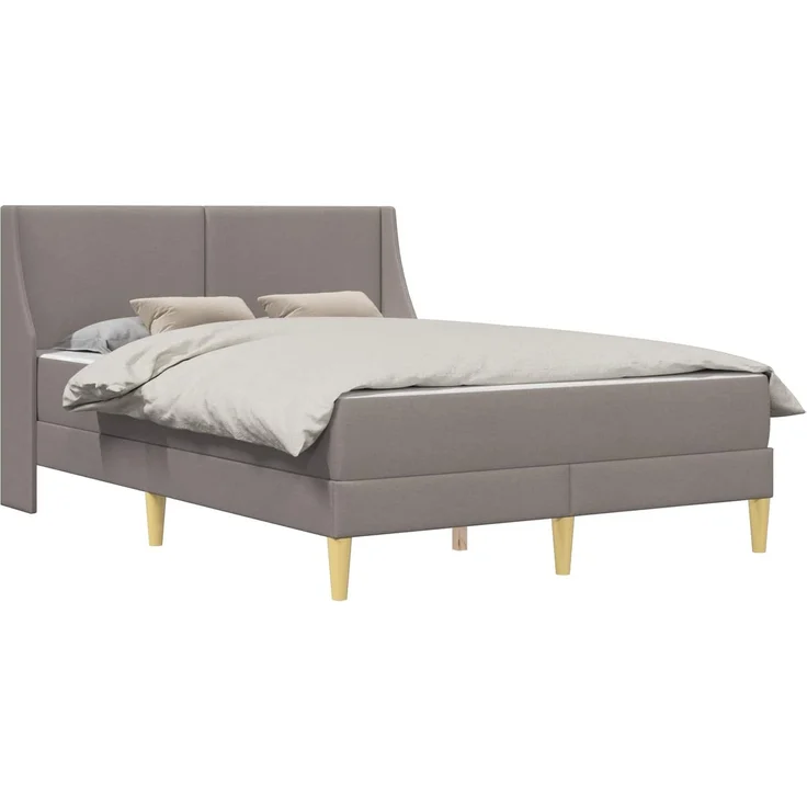 vidaXL Bettgestell mit Matratze Taupe 140 x 200 cm Polyester 3414742 – Bild 2