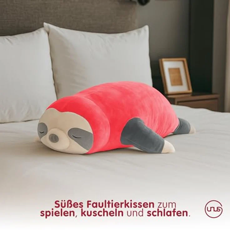 UNUS HOME Seitenschläferkissen Faultier Kissen, 1-tlg, 30 cm, pink, Reisekissen, Nackenkissen Dekoration extrem weich – Bild 3