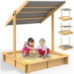 Spielwerk Sandkasten mit Dach, Holz natur / anthrazit, 120 x 120 x 120 cm