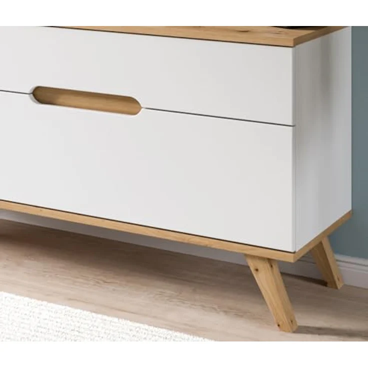 Xonox Lowboard, Weiß, Holzwerkstoff, 140x60x40 cm, mit Schubkasten und offenen Fächern, FSC®-zertifiziert – Bild 6