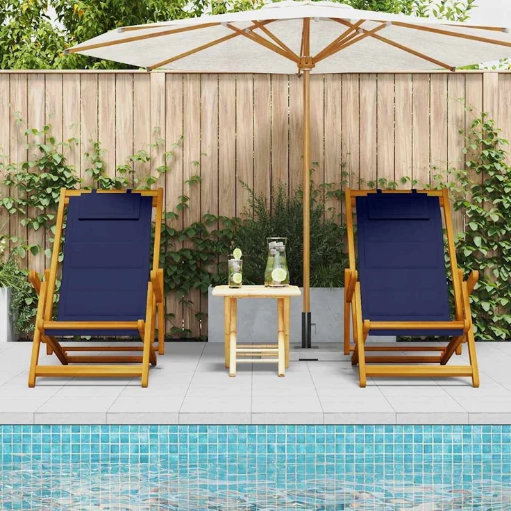 vidaXL Liegestuhl 2 pcs Braun 61.5 x 123 x 82cm Massivholz Akazie 3325143 – Bild 2