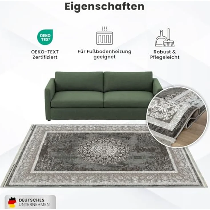Vimoda Orientteppich Salsa, moderner orientalischer Klassiker Look, Rechteckig, Höhe: 13 mm, Teppich kurzflor modern, dicht, weich, Wohnzimmer, Schlafzimmer – Bild 6