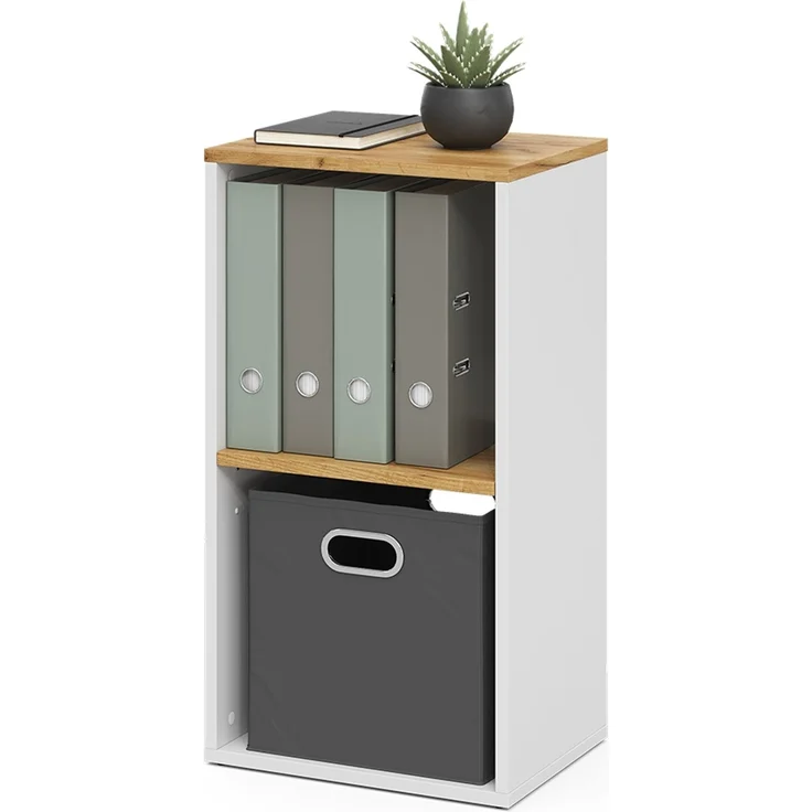 Bücherregal Tomy Weiß/Goldkraft Eiche 40 x 74 cm mit 2 offenen Fächern Vicco – Bild 6