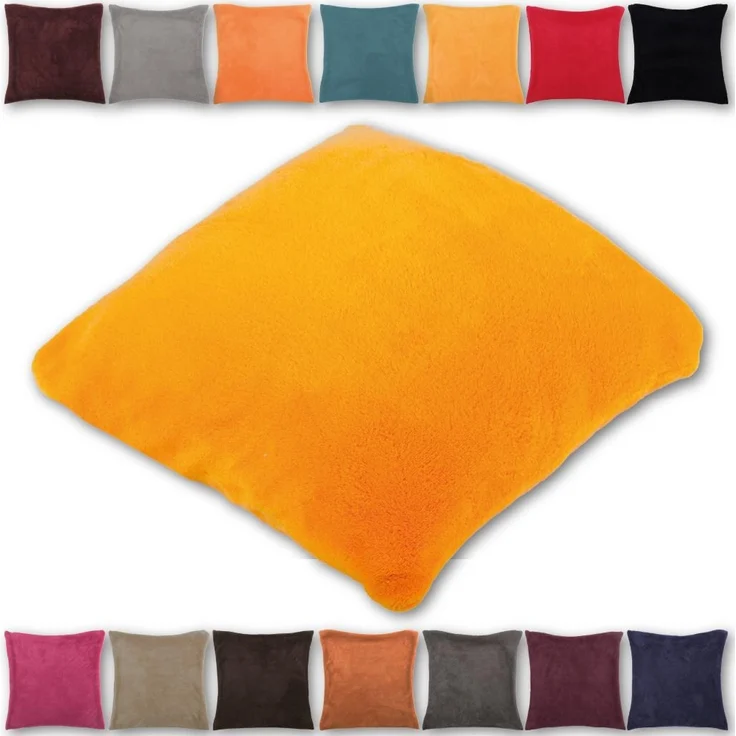 Deko-Kissen ca. 40x40cm, mit abnehmbaren flauschigen Bezug in vielen Farben ( Auswahl: Hellorange ) – Bild 5