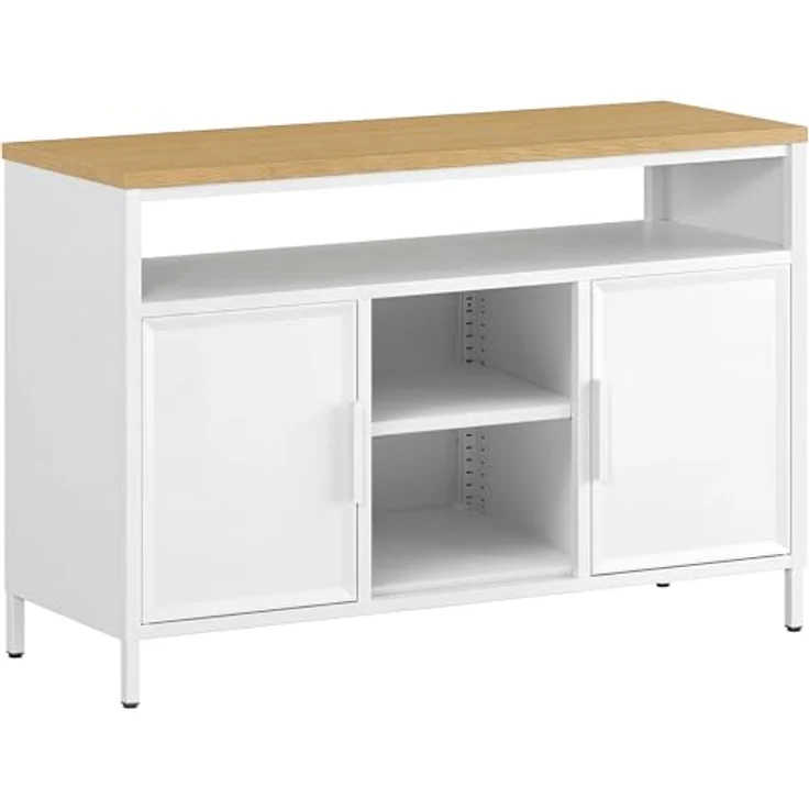 YITAHOME Aufbewahrungsschrank, Metallschrank, Sideboard, Schrank mit Doppeltür, Magnetverschluss, verstellbare Einlegeböden, Stahlgestell – Bild 1
