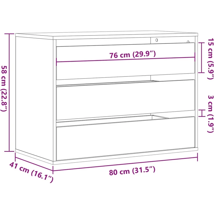 vidaXL Kommode Grau Sonoma 80x41x58 cm Holzwerkstoff 852857 – Bild 9