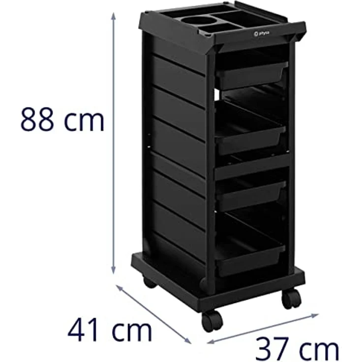 Physa Rollwagen Rollbarer Friseurtrolley Friseurwagen Kosmetikwagen 4 Schubladen 10 kg – Bild 7