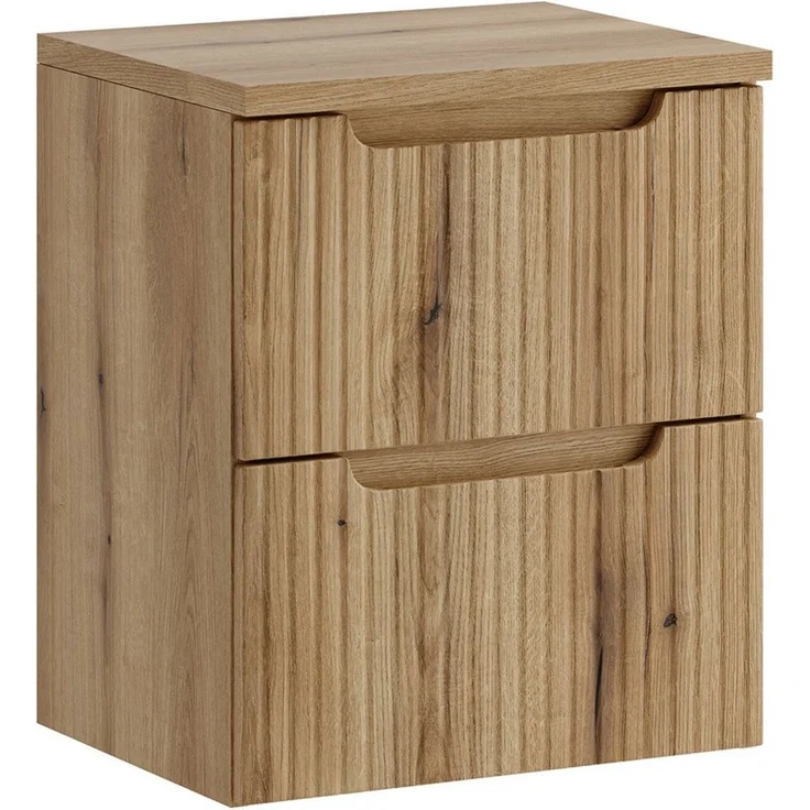 Lomadox Waschbeckenschrank NEWPORT-56-EVOKE 50 cm breit in Eiche, gerillte Front, 2 Schubladen – Bild 1