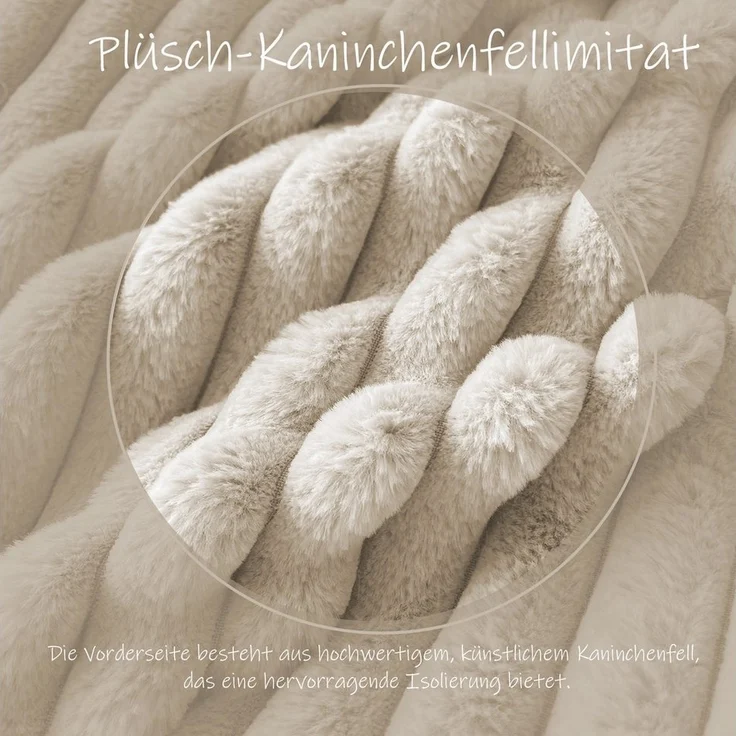 KEAYOO Bettwäsche Flauschiger Kunstfell-Streifen, 2 teilig, Plüsch Bettwäsche 135x200 cm für Winter Kissenbezug 80x80 cm – Bild 2