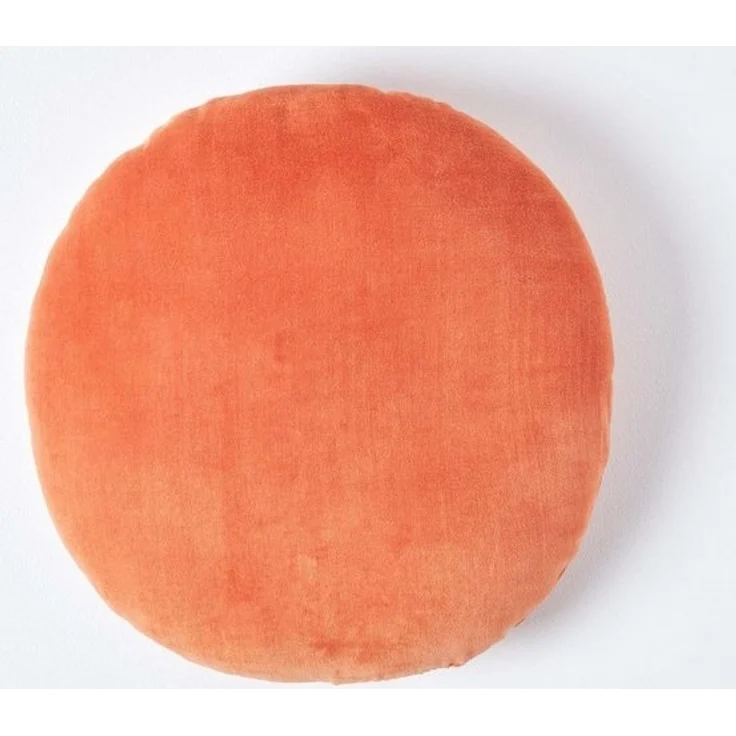 Homescapes Dekokissen Samt Kissen, 40 cm rund, orange – Bild 4