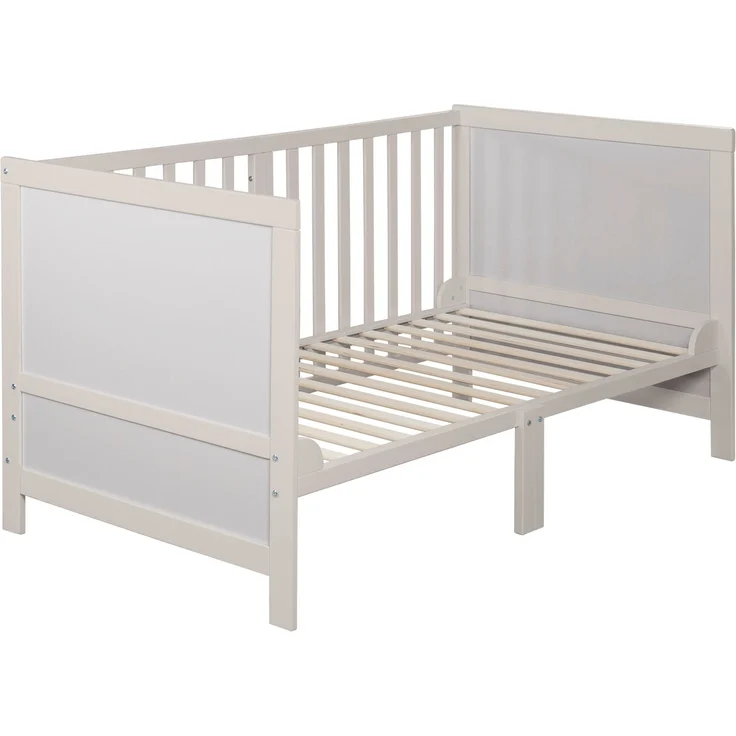 roba Babybett EASY SLEEP 70 x 140 cm inkl. Umbauecken + Matratze safe asleep® Roll Air - Mitwachsendes Gitterbett 3-fach höhenverstellbar - 3 Schlupfsprossen - Hellgrau – Bild 9