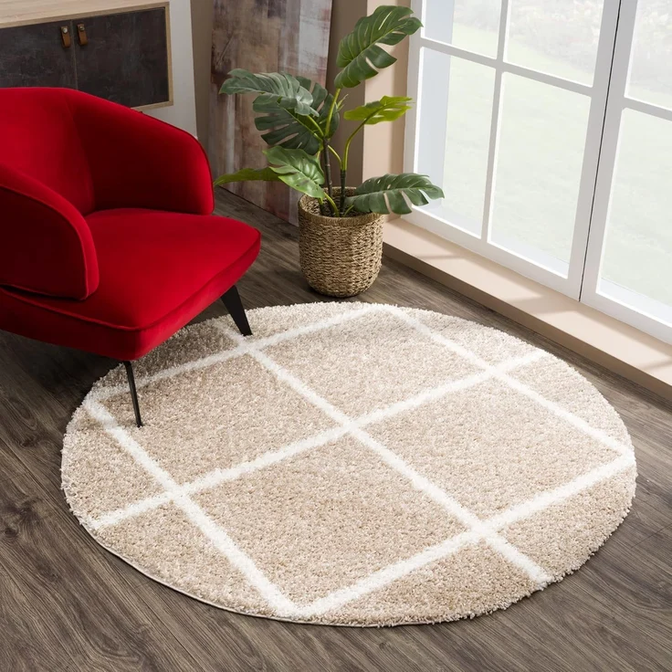 Sanat Hochflor-Teppich Madrid, rund, Höhe: 30 mm, Wohnzimmer, Langflor, Shaggy Teppich