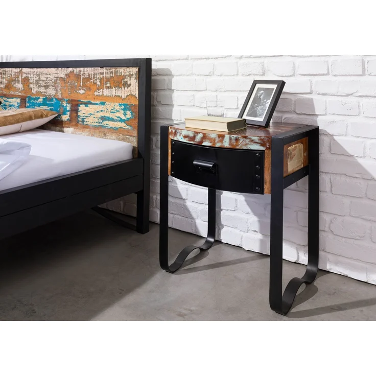 Nachttisch Altholz 50x40x60 mehrfarbig lackiert INDUSTRIAL #11 – Bild 8