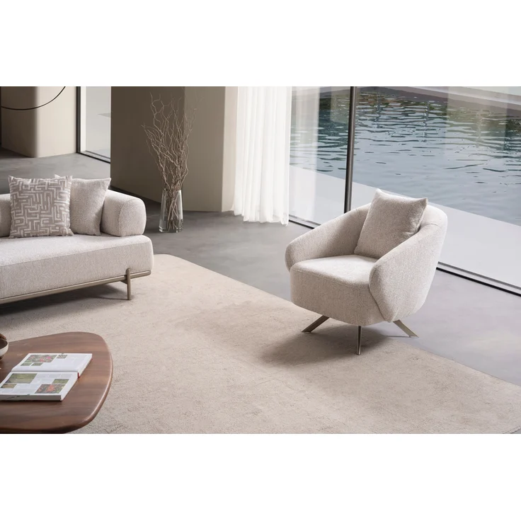 Sitzgruppe/Sofa Set - Wohnzimmergarnitur "Olvina" 3+3+1-Beige – Bild 7