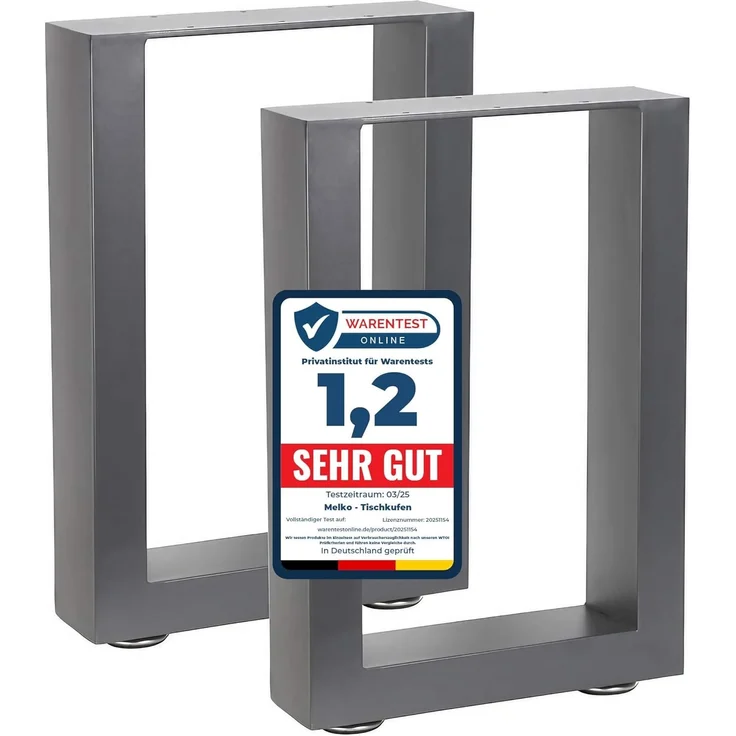 Melko Tischbein Tischbeine Tischkufen 2er-Set aus Stahl in Grau Hairpin Leg Tischfüße, langlebig und pflegeleicht