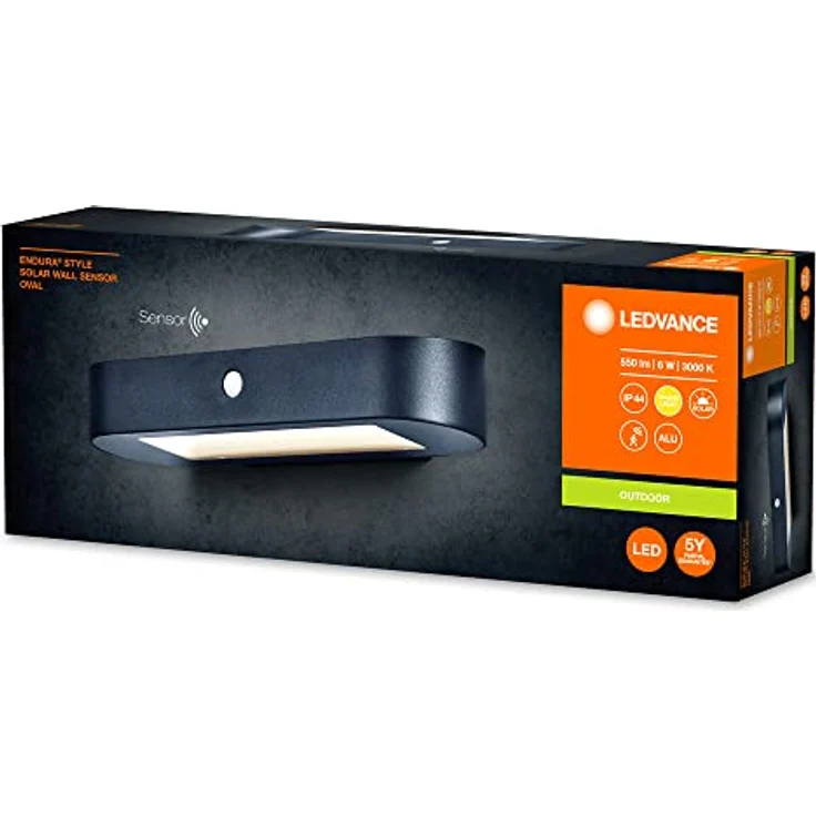 LEDVANCE ENDURA Style Oval Solar-Wandleuchte, warmweißes Licht (3000K), integrierter Sensor, IP44, schwarz – Bild 3