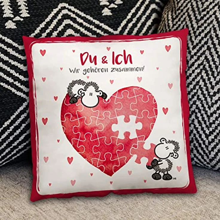 Sheepworld Kissen Motiv "Du und ich" | Zierkissen, Baumwolle, 38x38 cm | Kissen Verliebte | 45323 – Bild 4