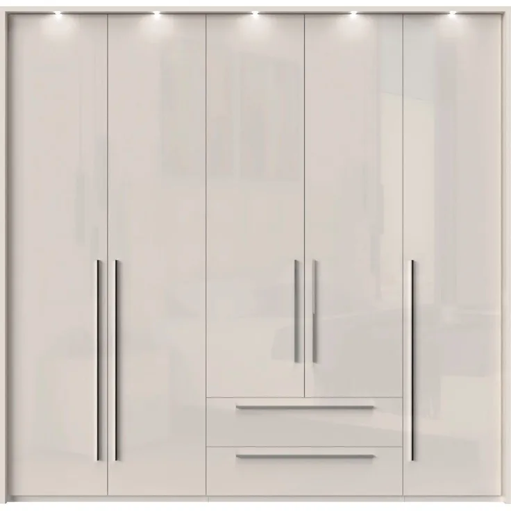 Places of Style Kleiderschrank Piano beige, UV lackiert, hochglänzend, in vielen Breiten mit 2 Schubladen