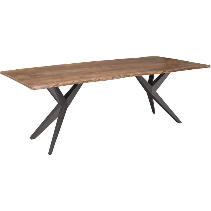 Baumtisch Akazie 220x100x76 natur lackiert Beine anthrazit matt FREEFORM 4 #49